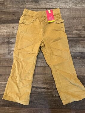 okie dokie Mustard Corduroy Ruffle Pocket Pants